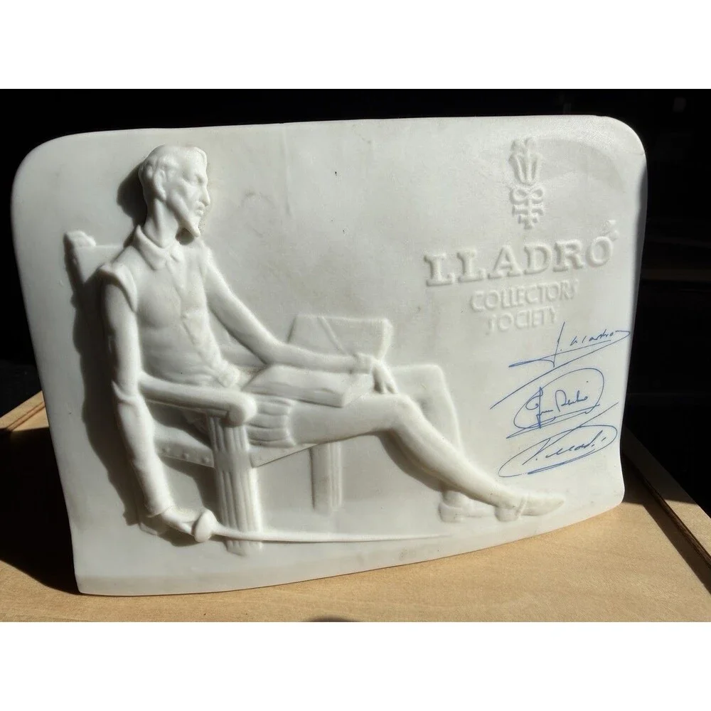 Vintage Lladro Collectors SocietyDon Quixote Bisque PorcelainPlaque